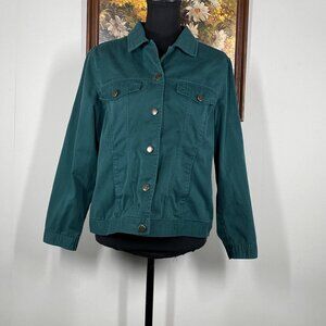 Draper's & Damon Denim Jean Jacket Women's PL Green Casual